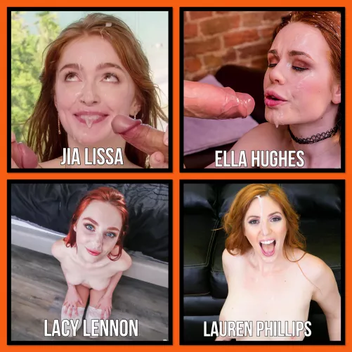 Pick one redheads facial to clean up with your tongue