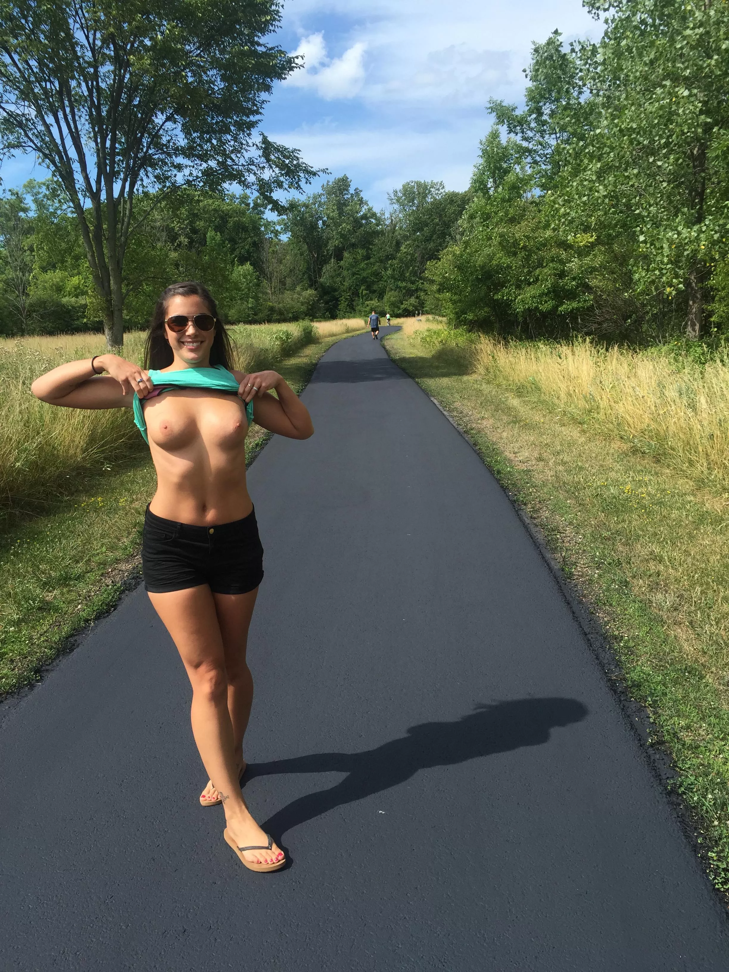 Showing off my tits at the park