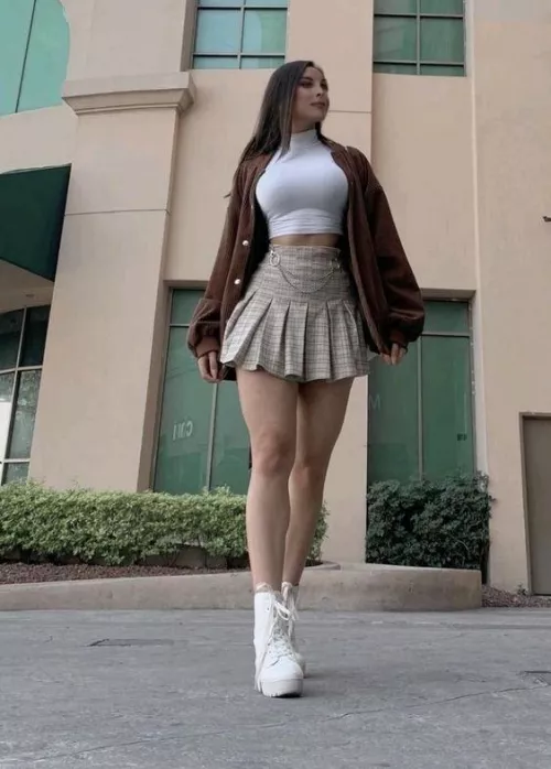 Busty and leggy beauty 