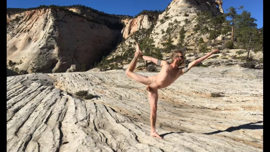 Naked yoga in Zion 