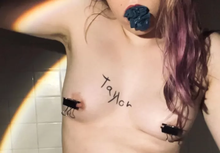 name on her body & panties in her mouth 