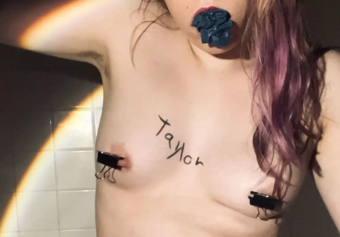 name on her body & panties in her mouth 