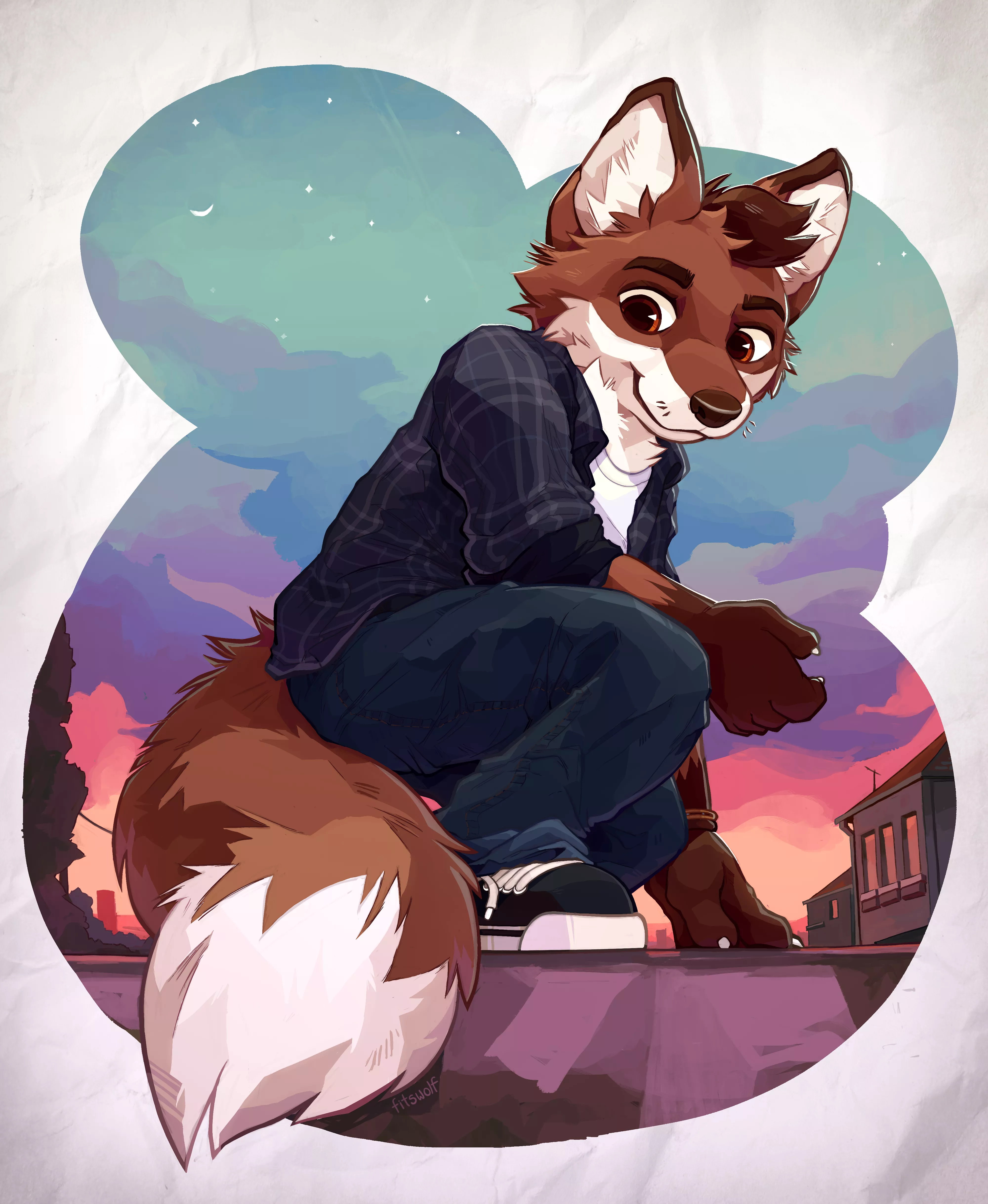 A fox in the sunset 🌇 🦊  (art by me)