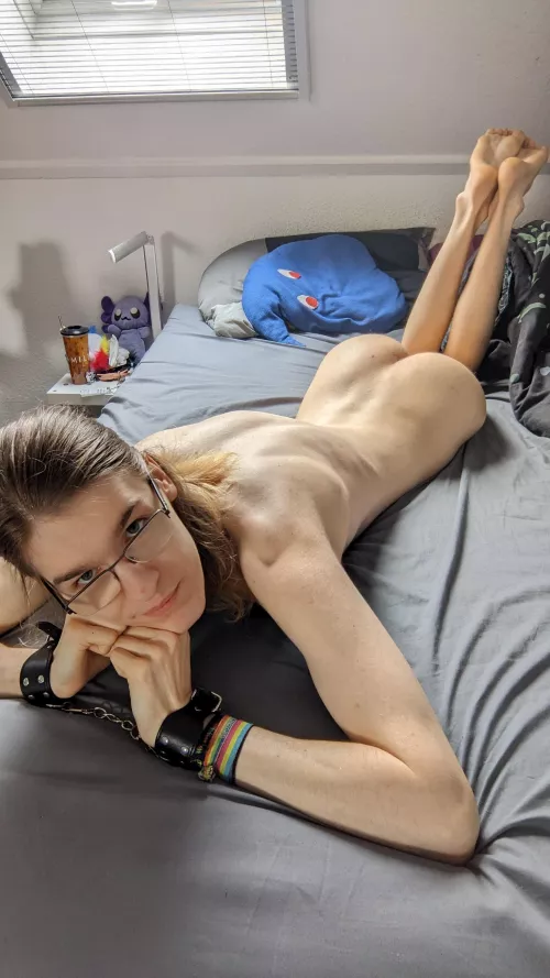 A little handcuffed pose on my bed