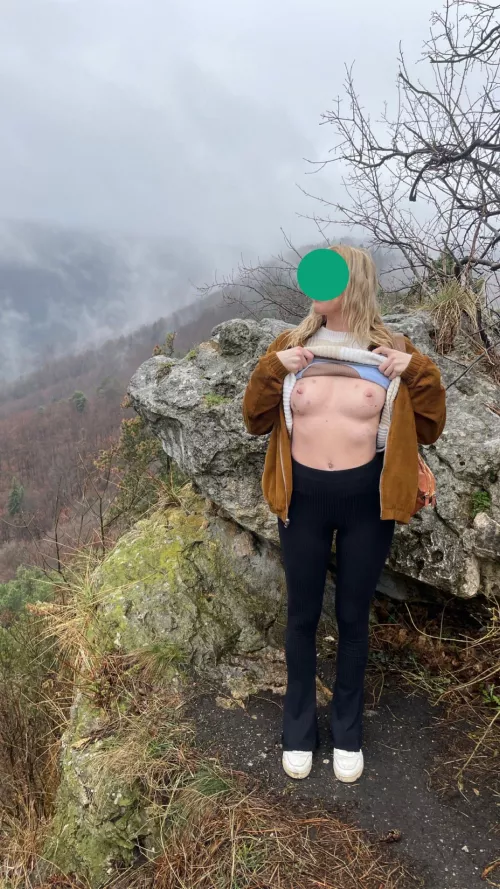A morning hike after letting guys from the bar suck my tits all night 