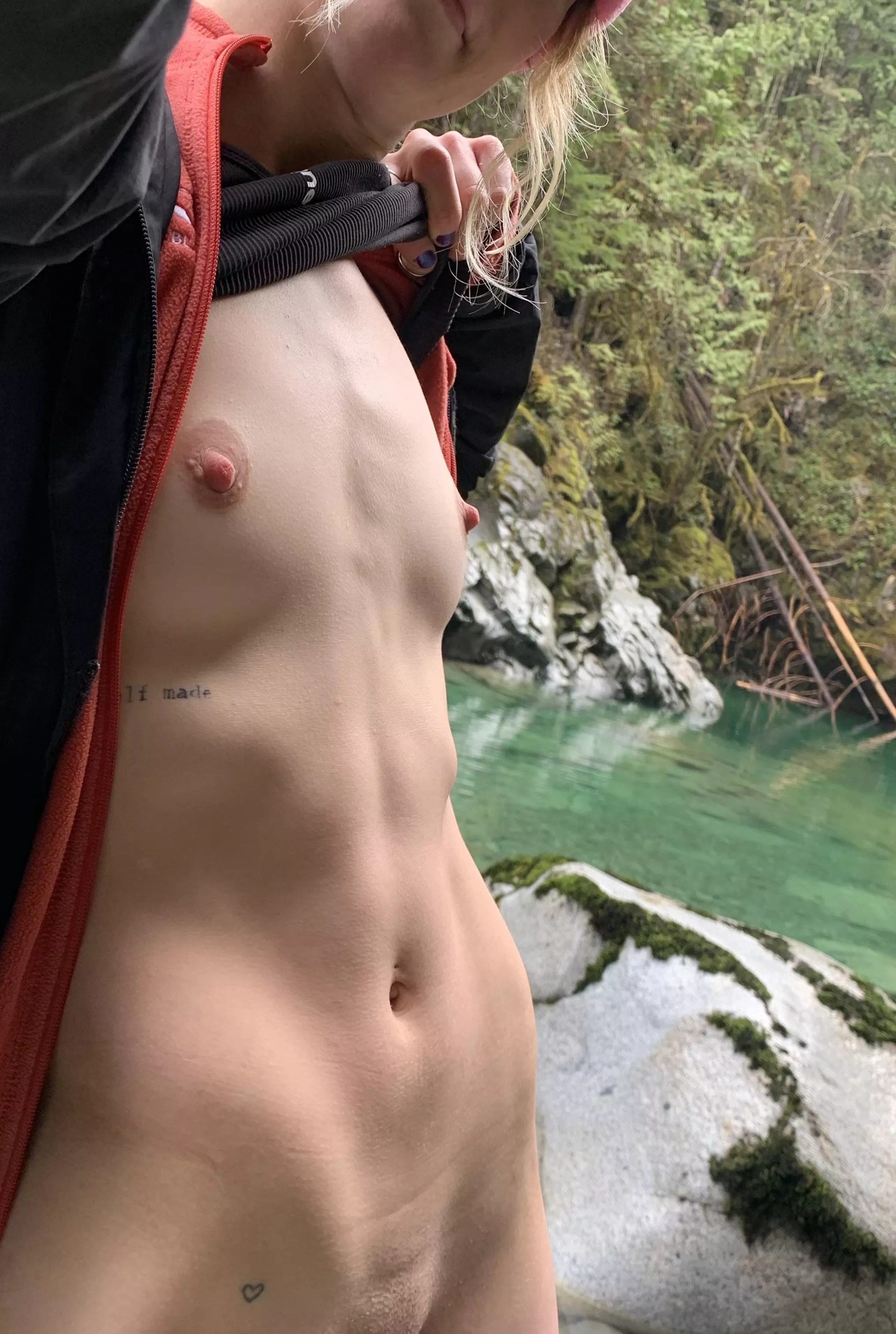 How would you rate my tiny tits by the river?