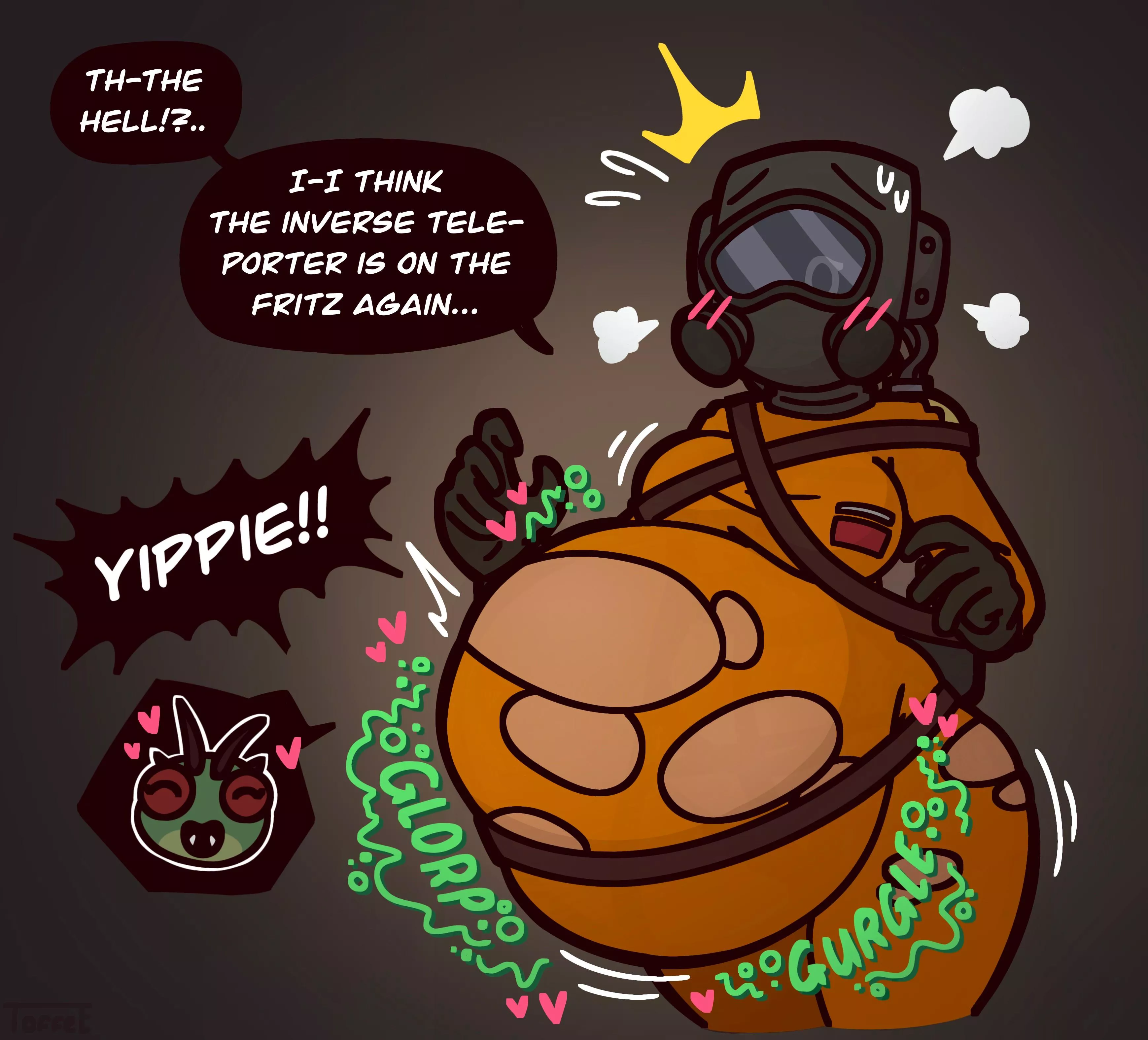 {image} Lethal indegestion by Toffee (Lethal Company, Female Pred, Female Prey, Bug Prey, Unwilling Pred, Willing Prey, Teleportation Vore, Digestion)