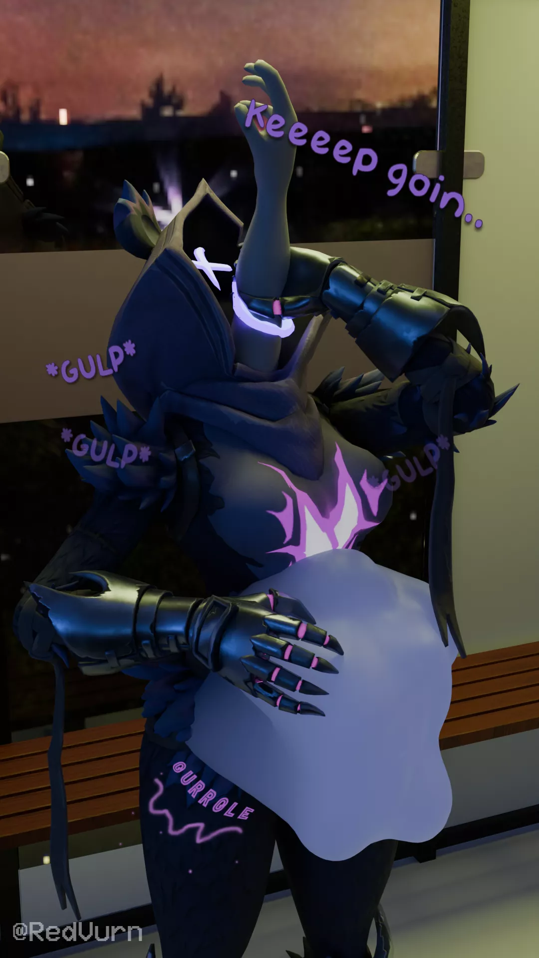 {Image} Raven Team Leader Swallows You{Art by @RedVurn on DA and Twitter} [Female Pred, Praise, Furry pred]