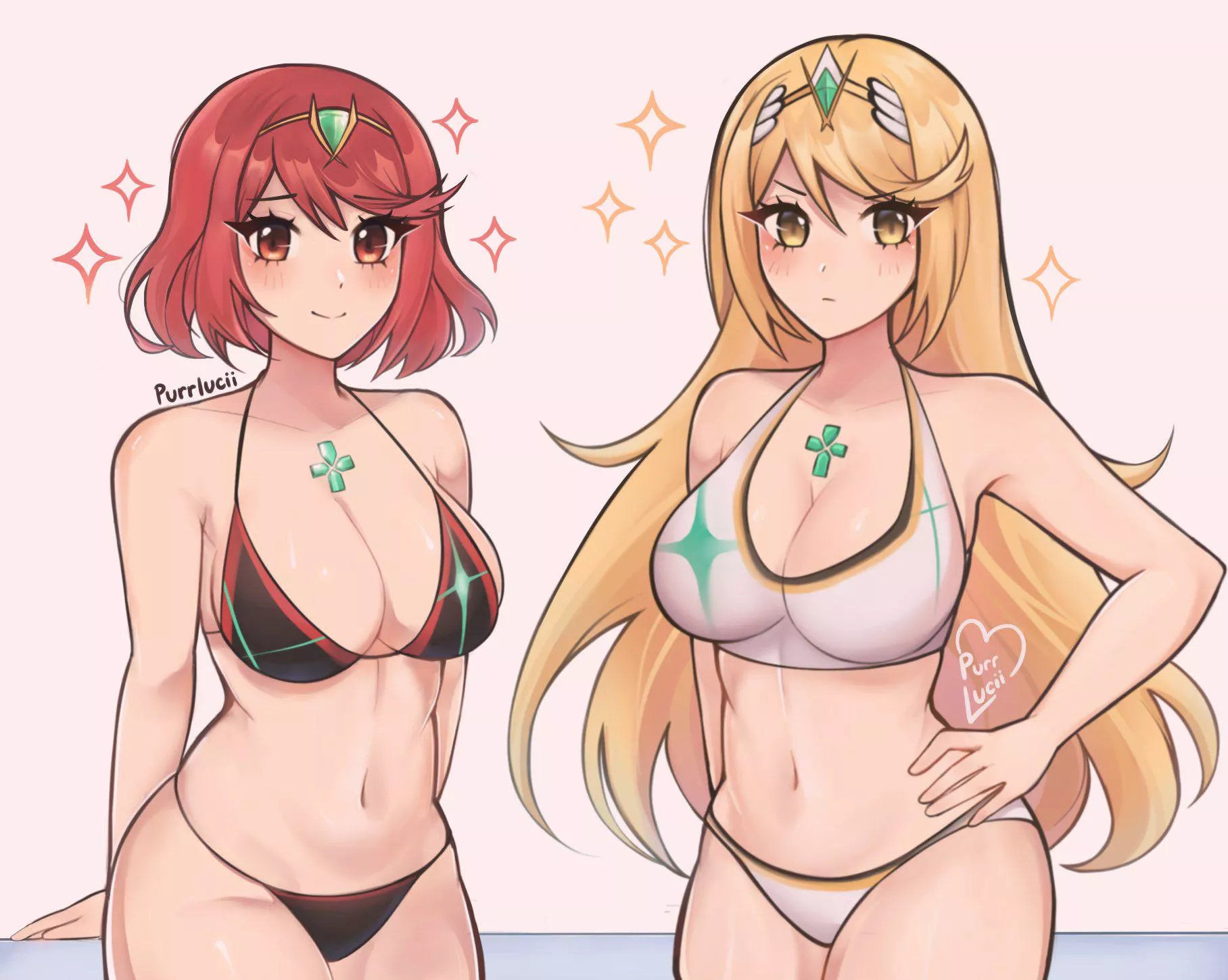 Pyra & Mythra in swimsuits