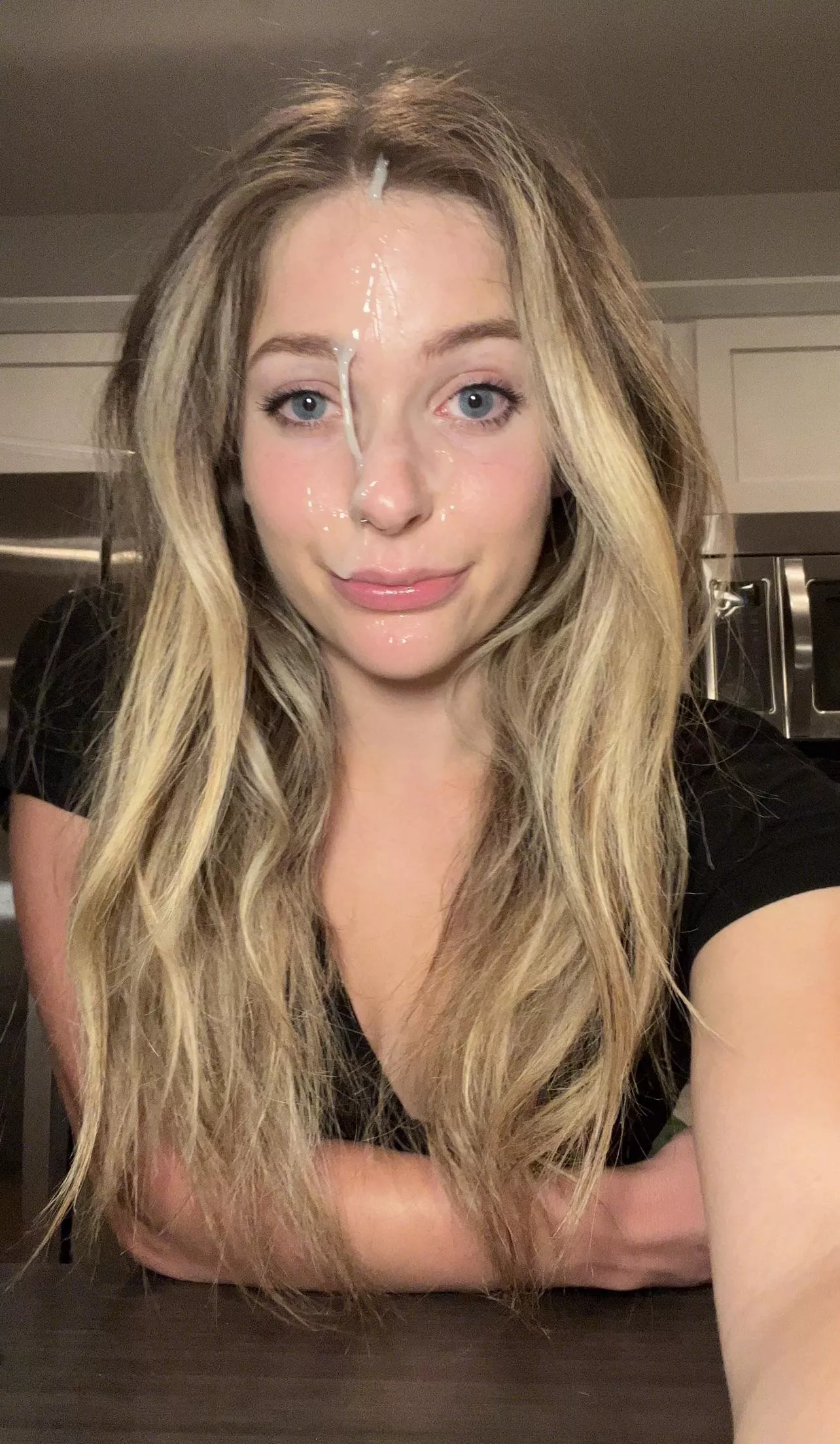 Sex hair looks better with a cum covered face 