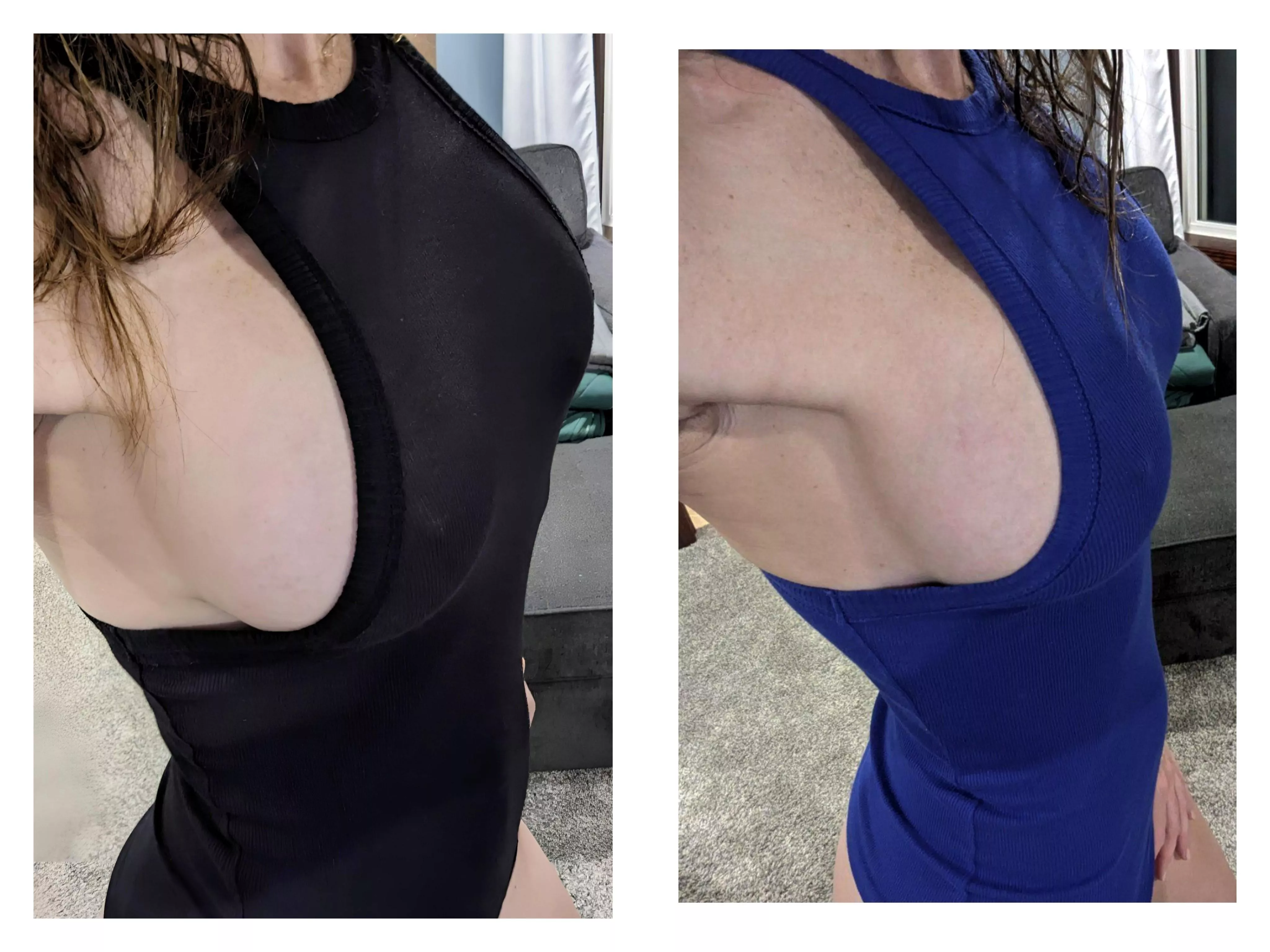 Tank top sideboob - black or blue