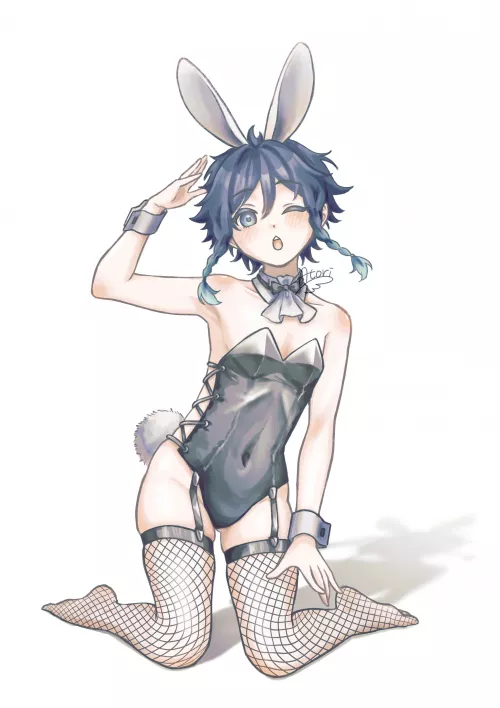 Venti in a bunny suit getting ready for Easter 