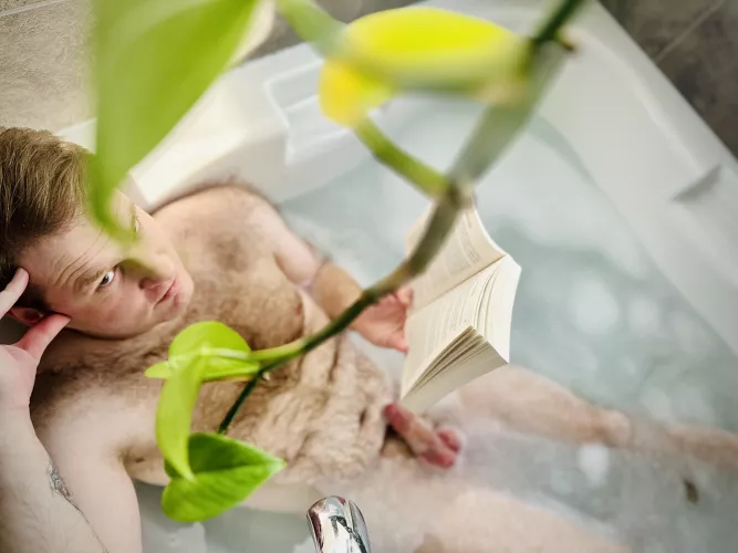 Lazy day reading in the tub