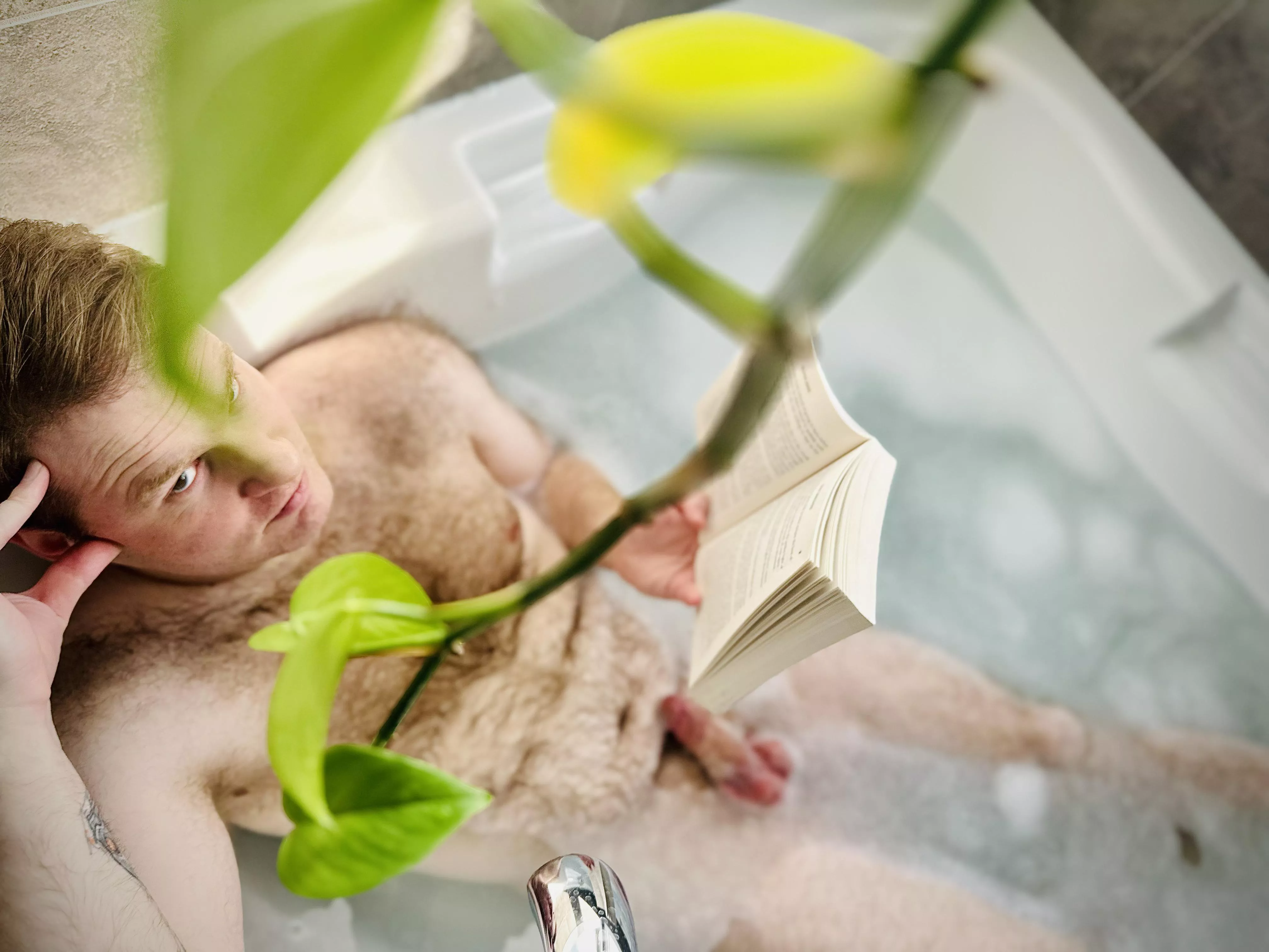Lazy day reading in the tub