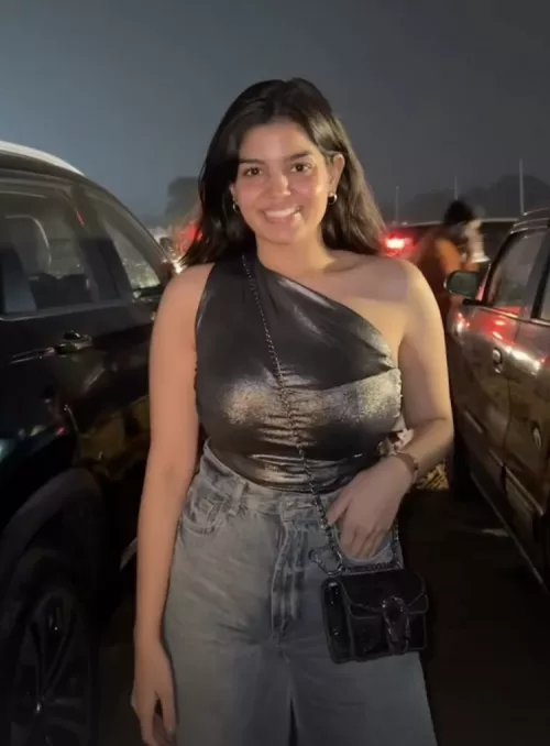 My friend flaunting her bra lines in a party...