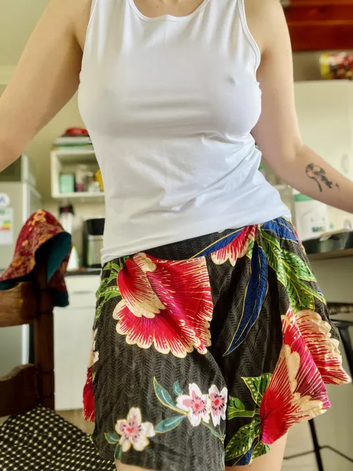 Braless on a sunny day