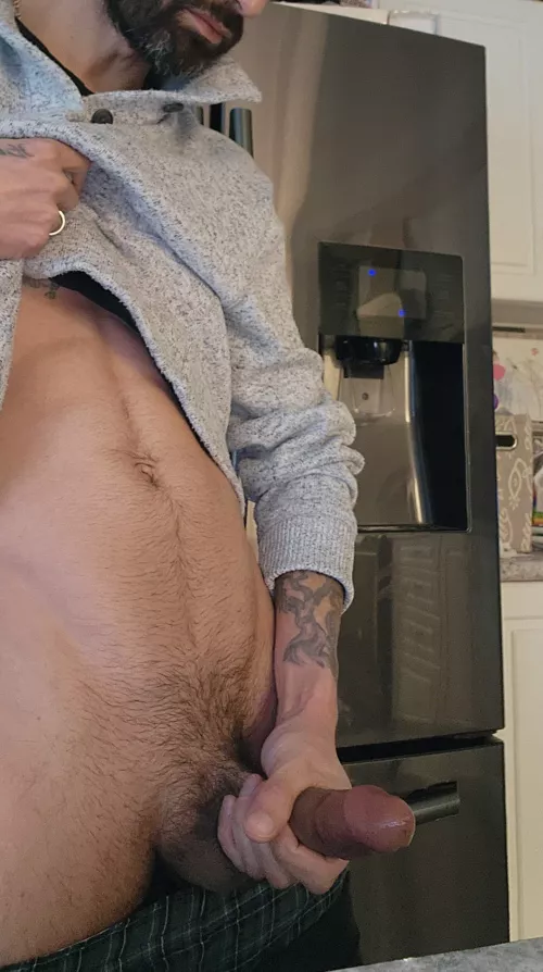  Cock covered in pre-cum. 🫠