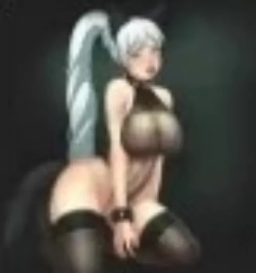 Color 1girl, white hair, ponytail, wolf ears, black tail, one piece costume, black stockings, ahegao?, black bracelet