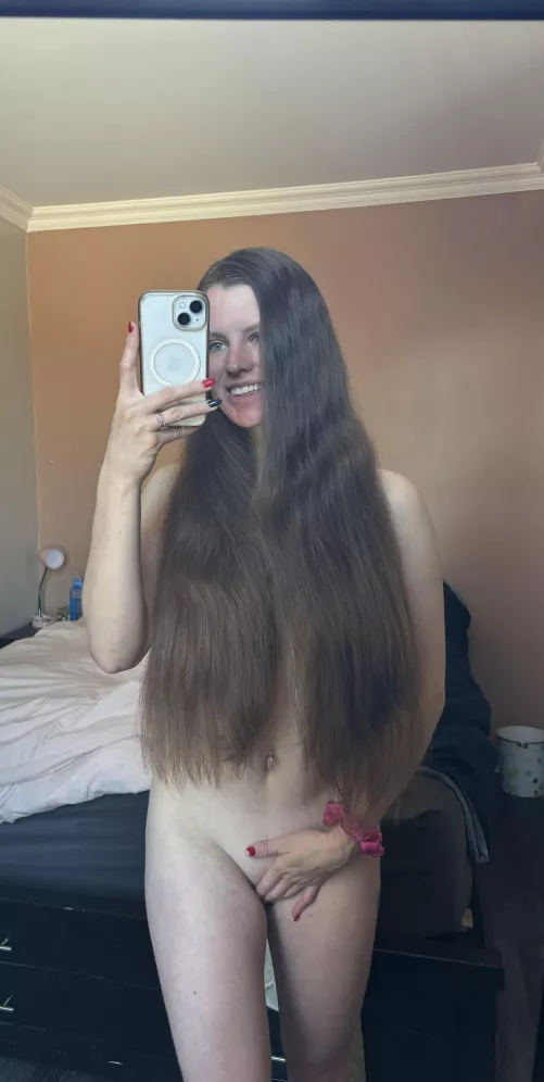 Don't need clothes when you have long hair