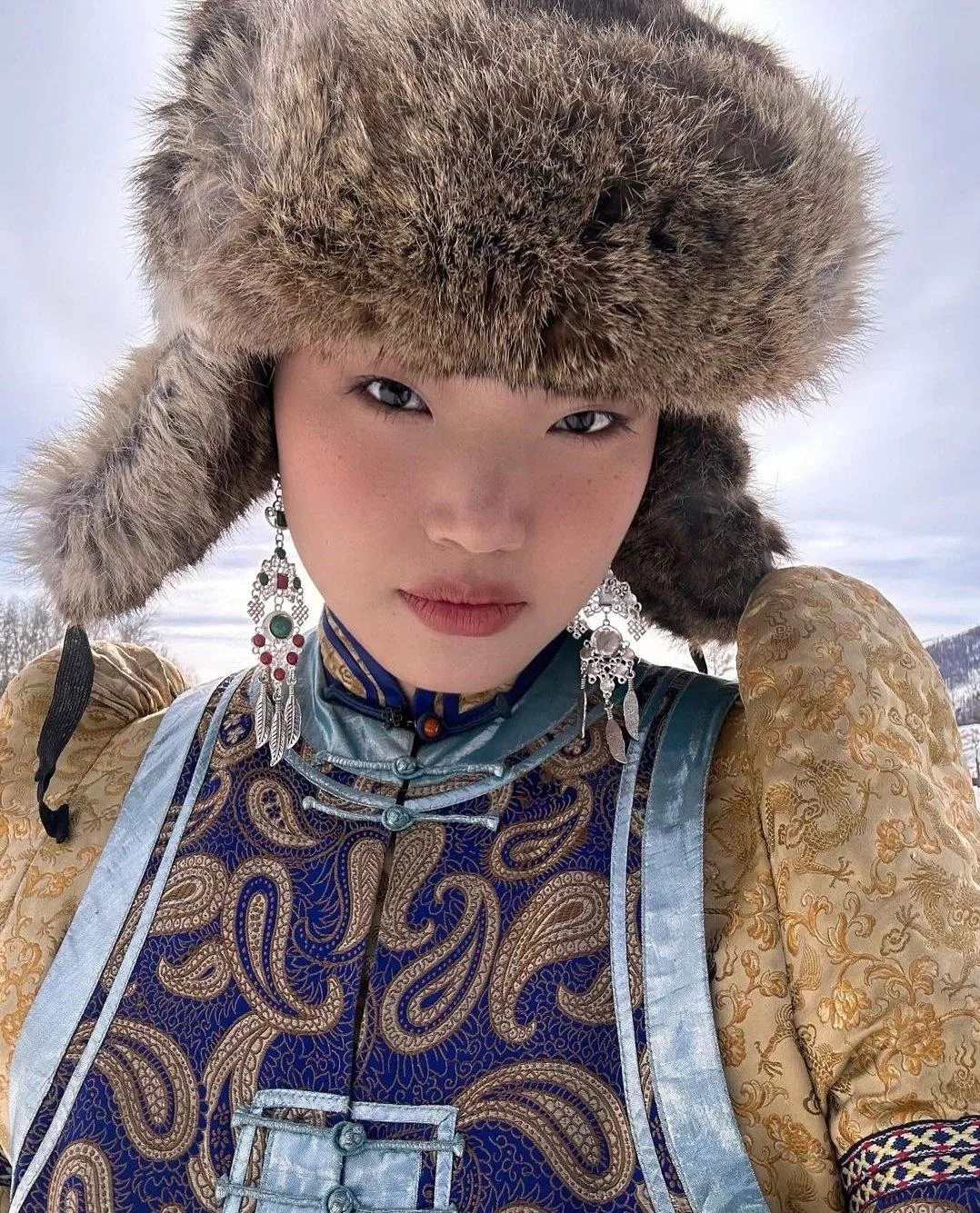 Mongolian Girl in Traditional Dress