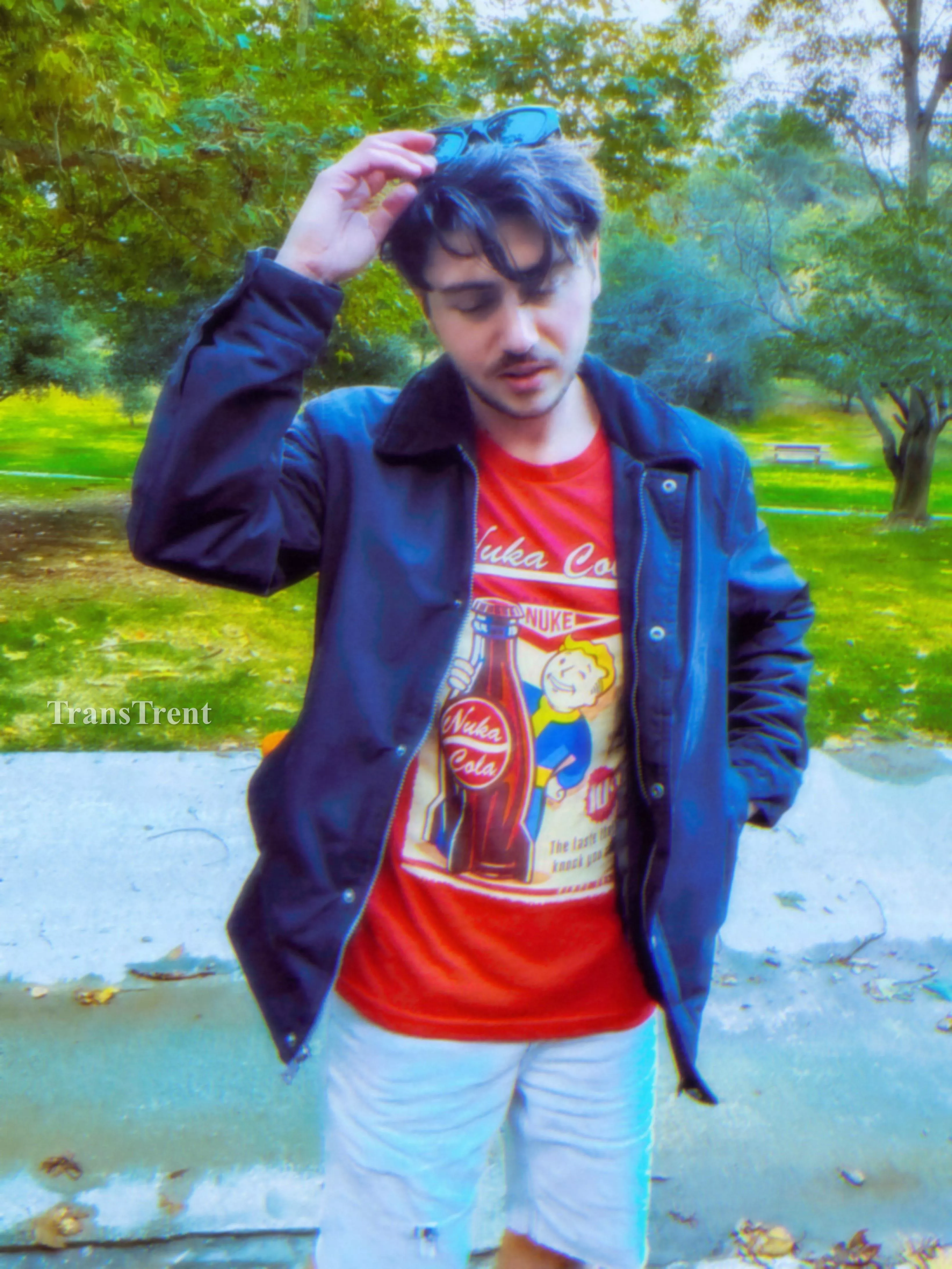 March 31st is trans day of visibility! So here I am a trans gaymer wearing my favorite fallout shirt