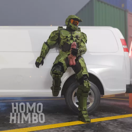 Master Chief getting naughty in the cargo yard 😈 (@homohimbo on Twitter)