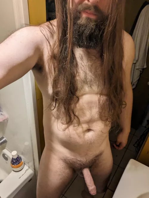 Sweaty all over after leg day at the gym