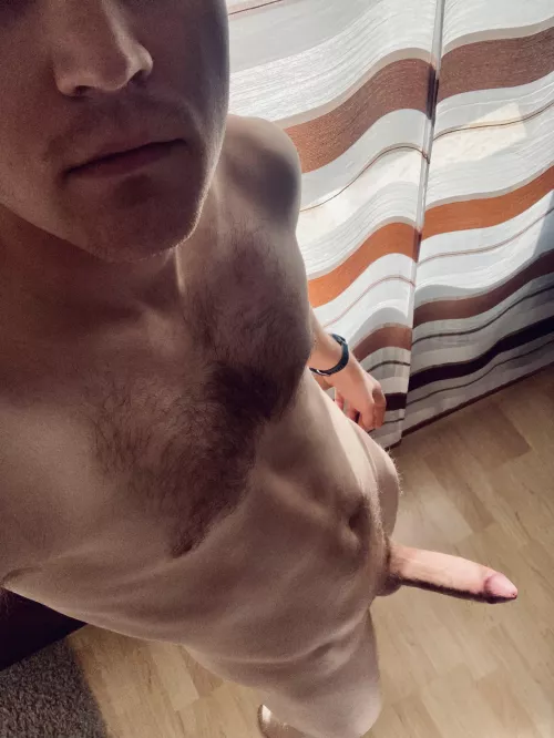 The morning sun feels great on my 🍆