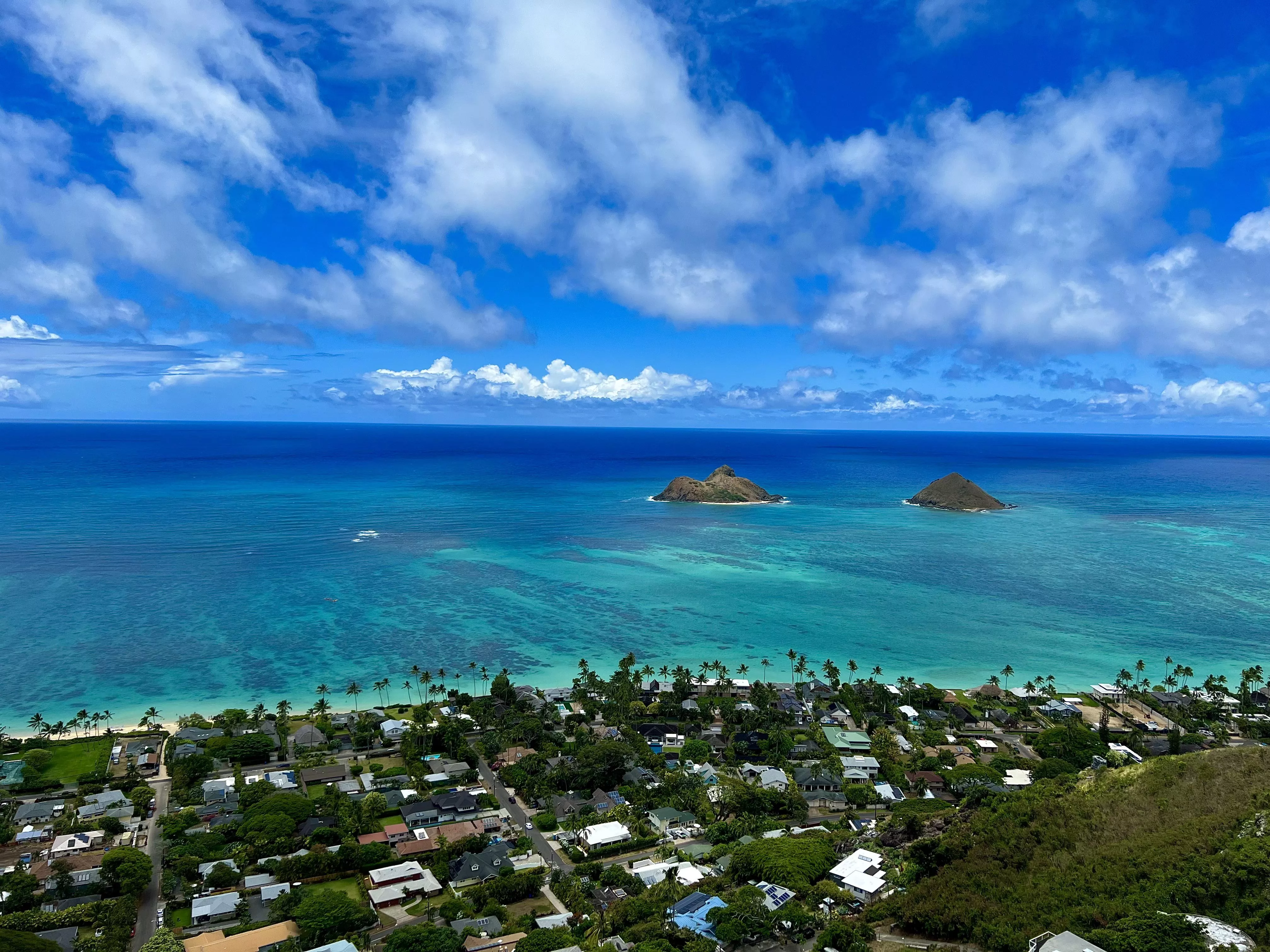 View from the top of the Lanikai Pillbox Trail in Hawaii