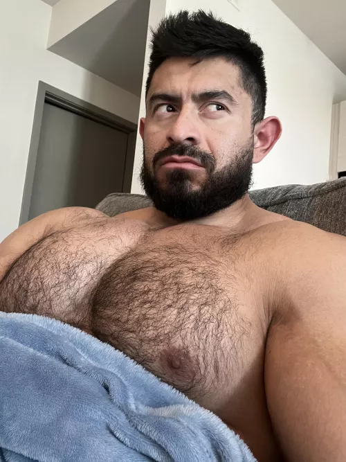 Came down with the flu... but the good news is that my chest is getting hairier! 😄