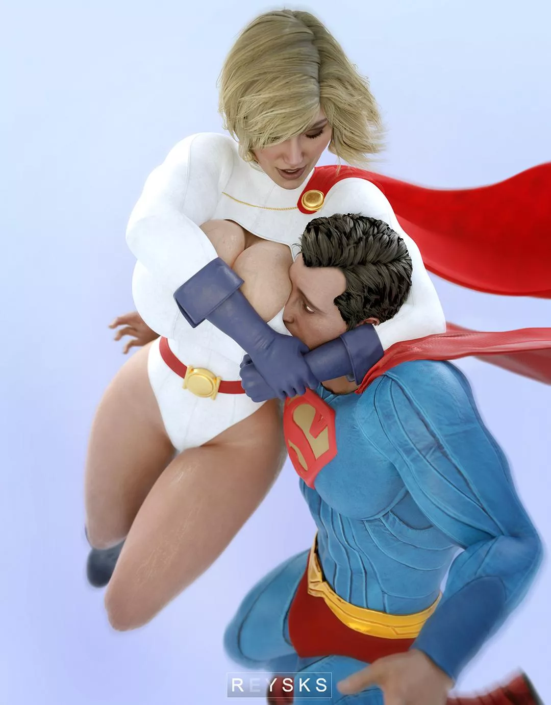 Power Girl Hugging Superman (Rysketches) [DC] 