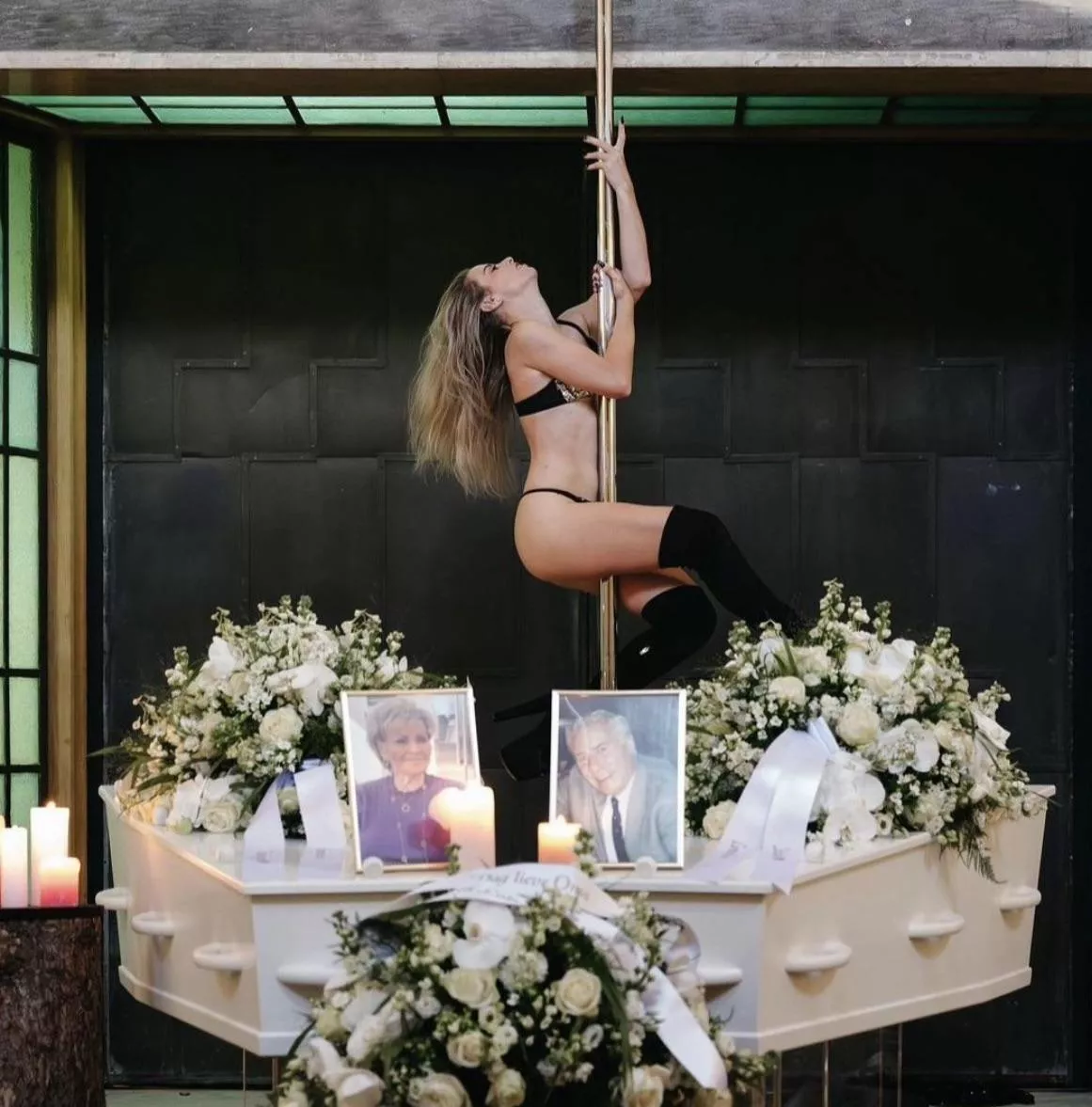 Stripper at a funeral