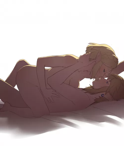 Zelda and Link sharing an intimate moment (PomeloMelon1)