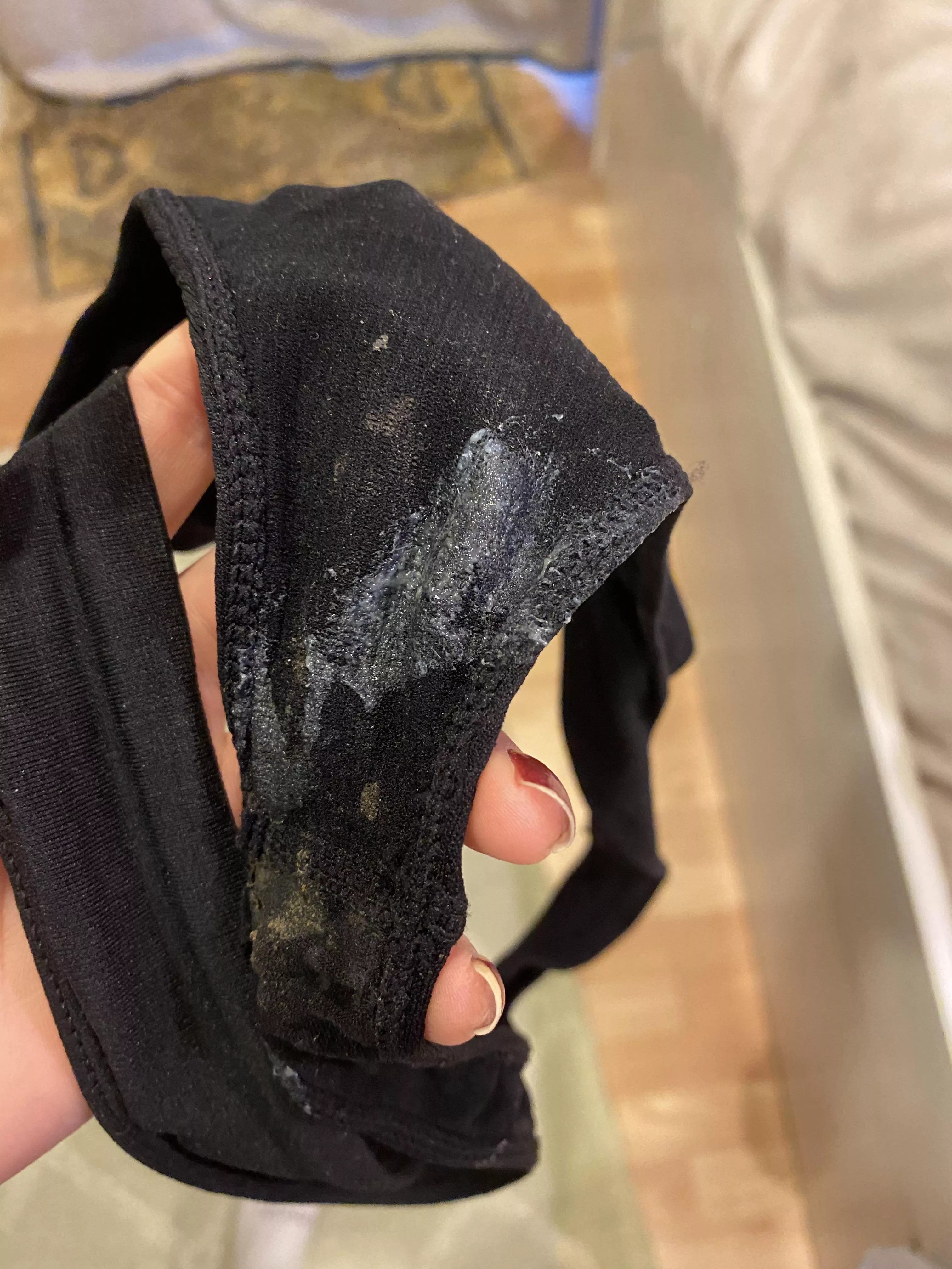 creamy cummed panties from the gym today super sweet 