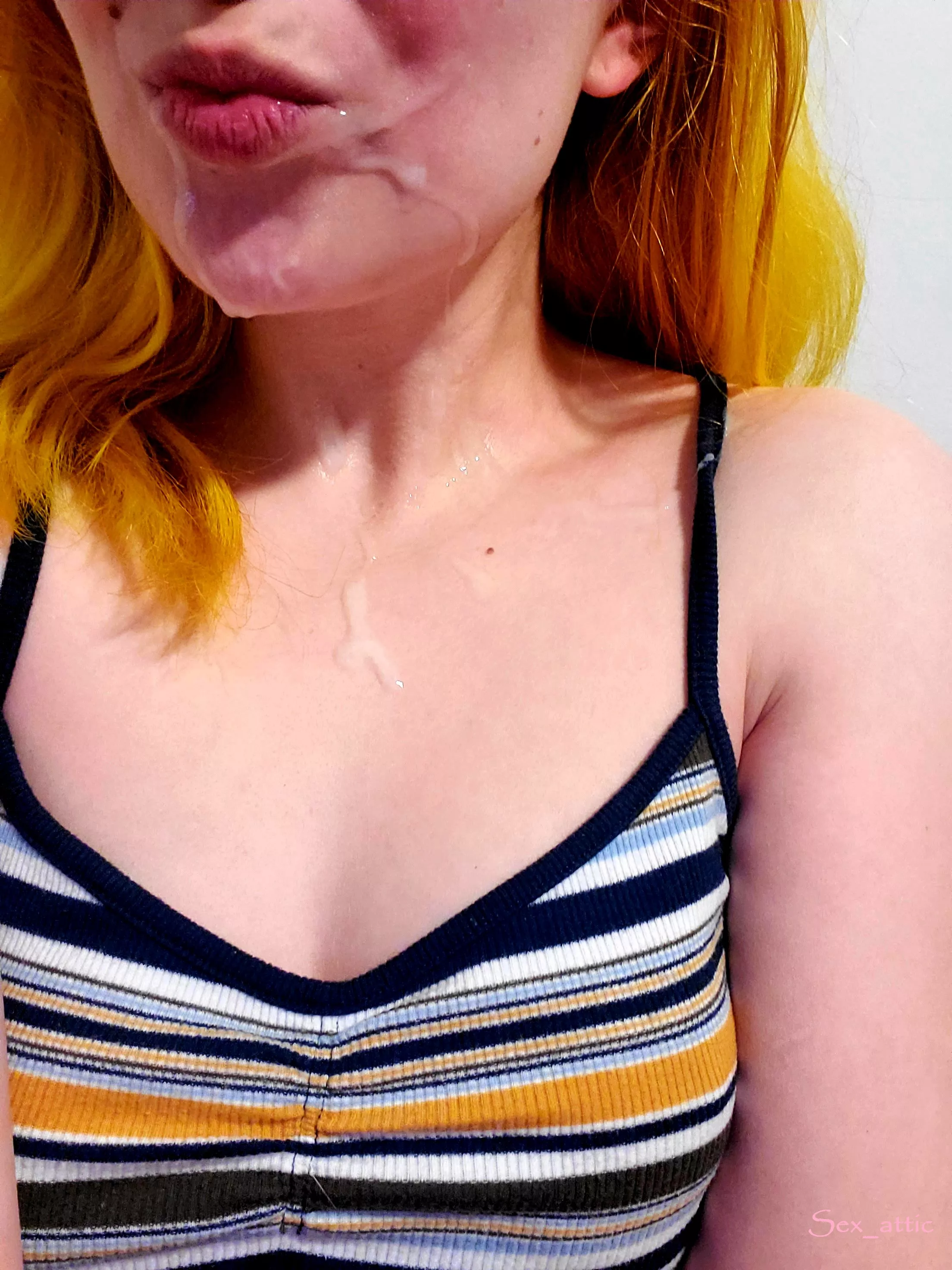 I keep getting cum on my lips and I'm not sure how...