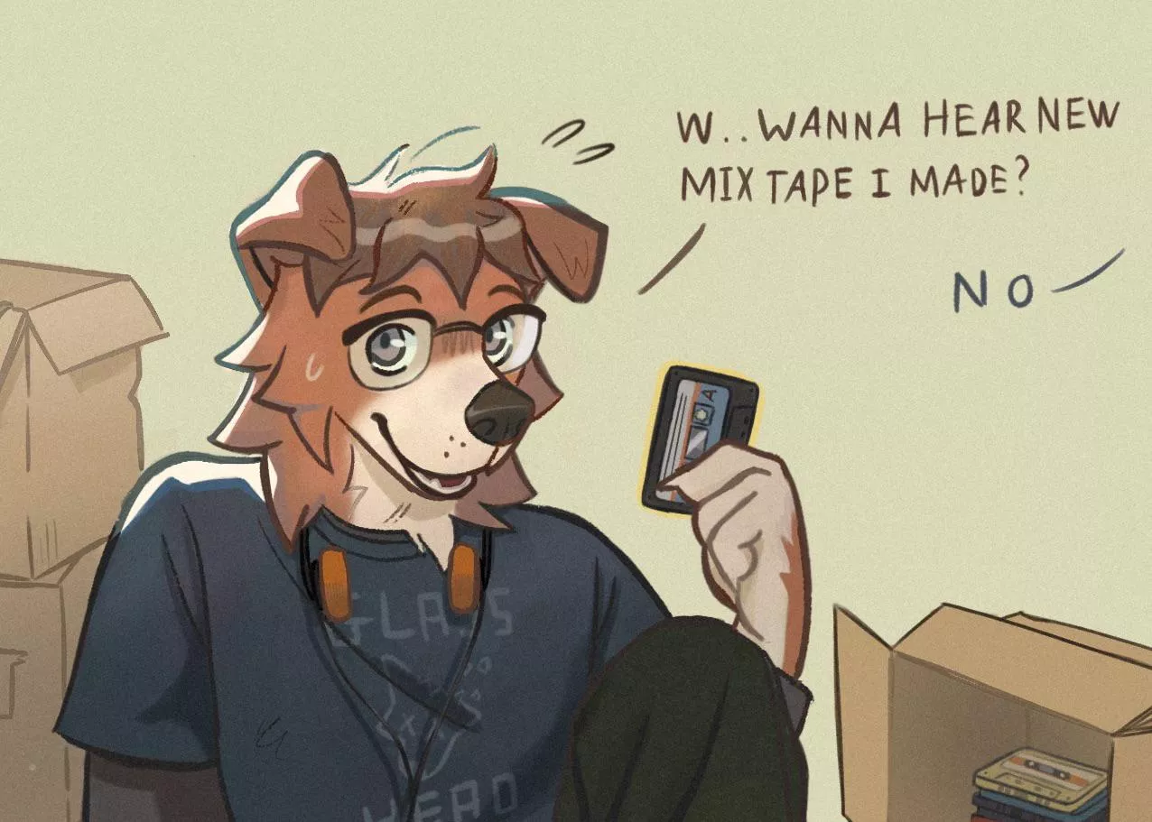 Cassette dog (art by me @vanfongg)