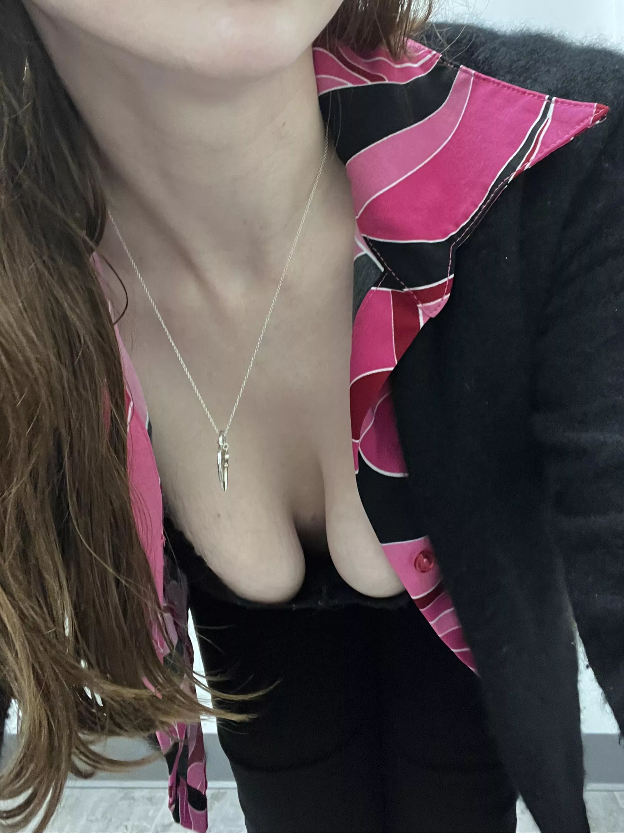 Down my pink blouse