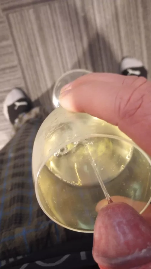 Preparing my after dinner beverage.