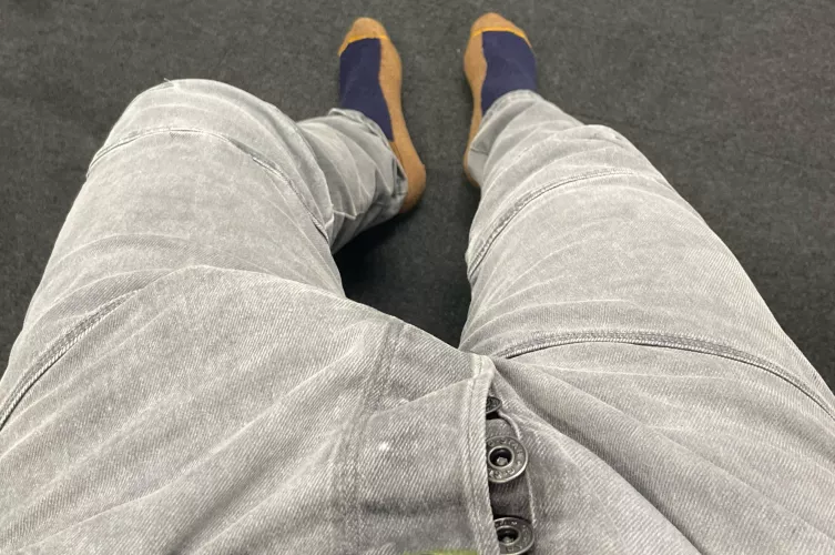 Showing up to my office and see my big bulge 