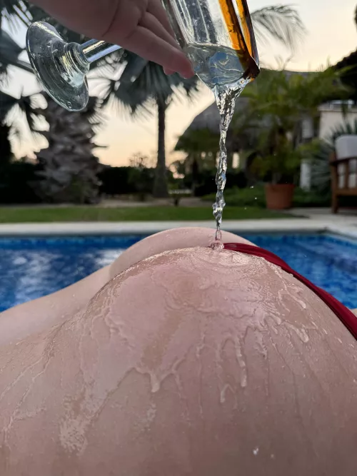 Water drops feel more intense on a sunkissed body