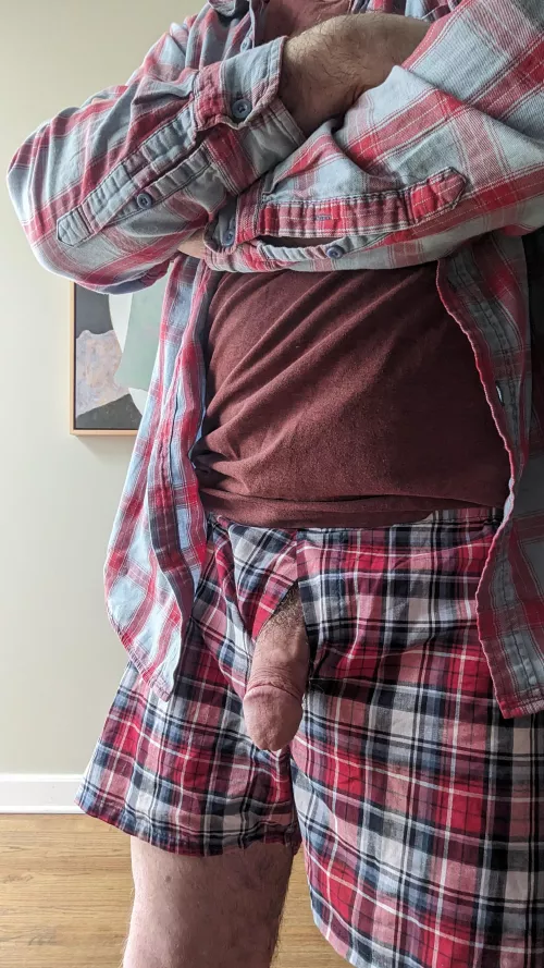 If I put on enough patterns then maybe to won't see the cock poking out?