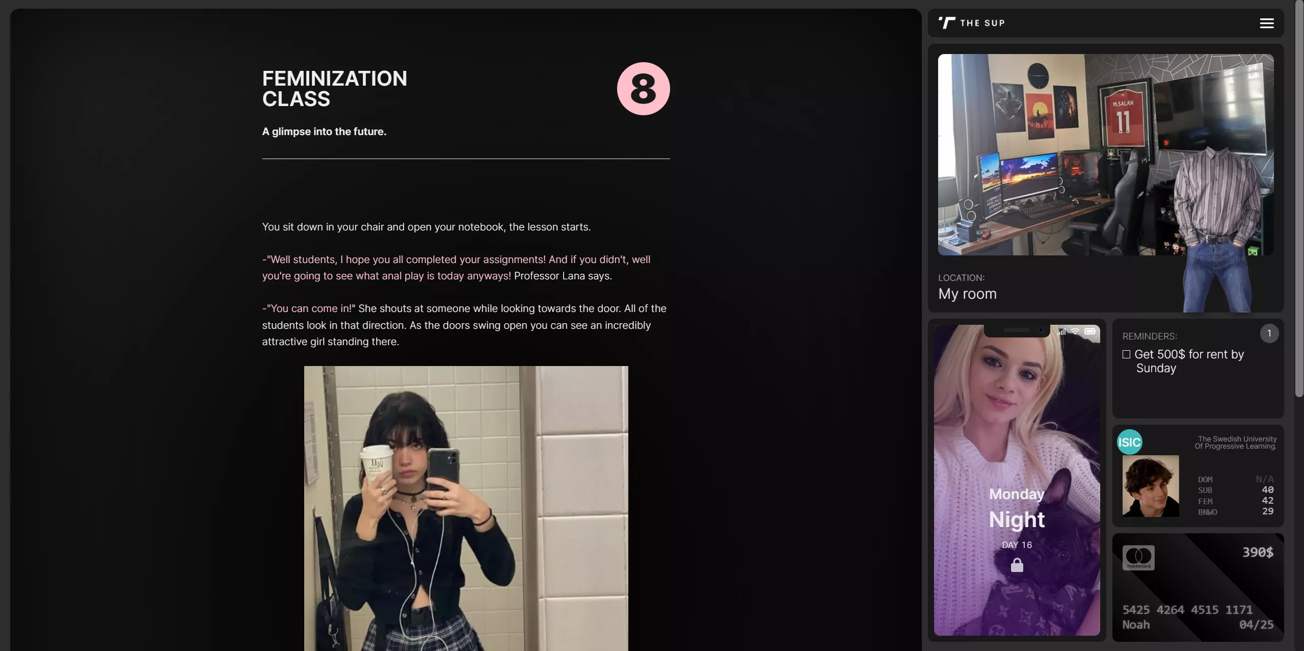 The SUP v0.5 - A free game I'm making with a slow sissification route :)