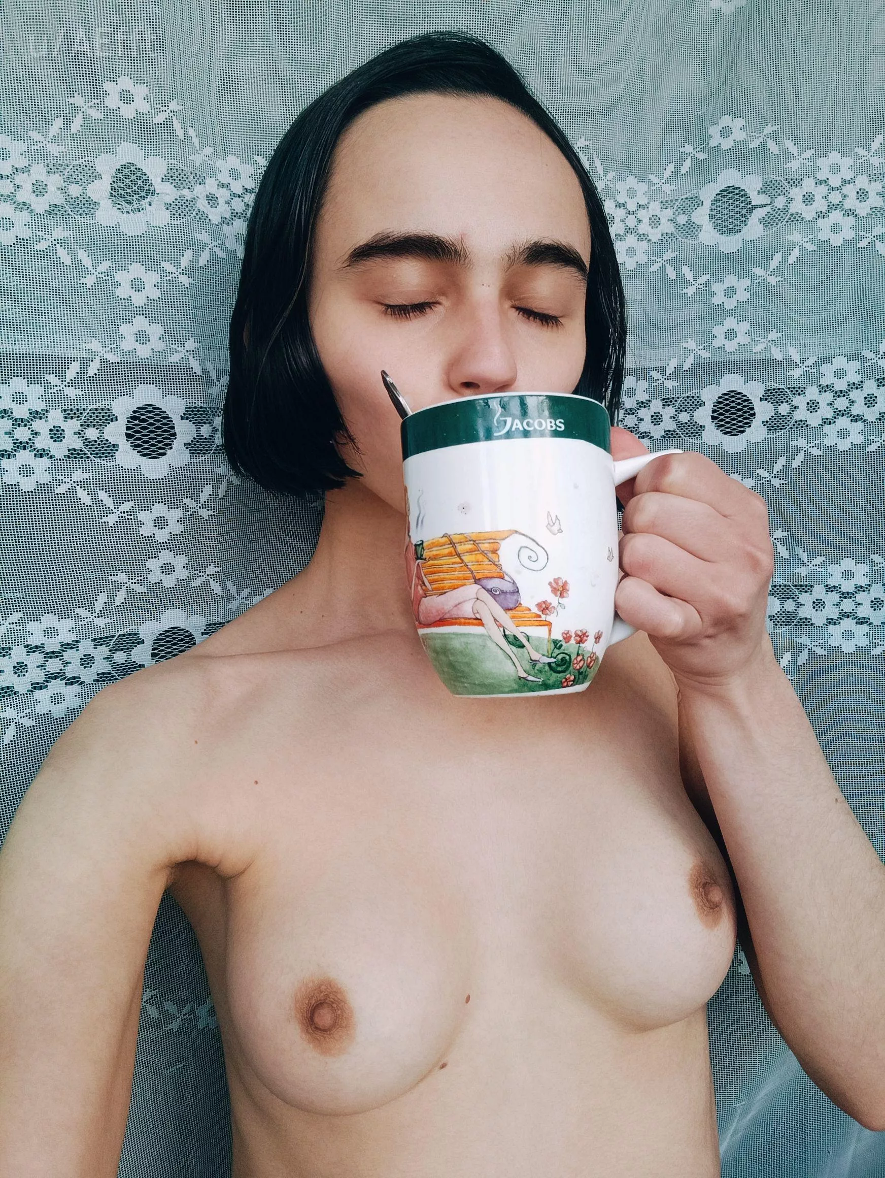 Enjoying morning coffee