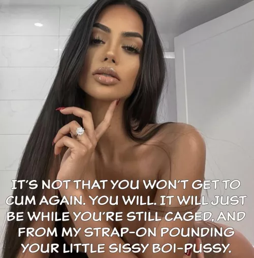 Your little clitty caged, your boi pussy is going to get used, HARD. Aren’t you a lucky slut?