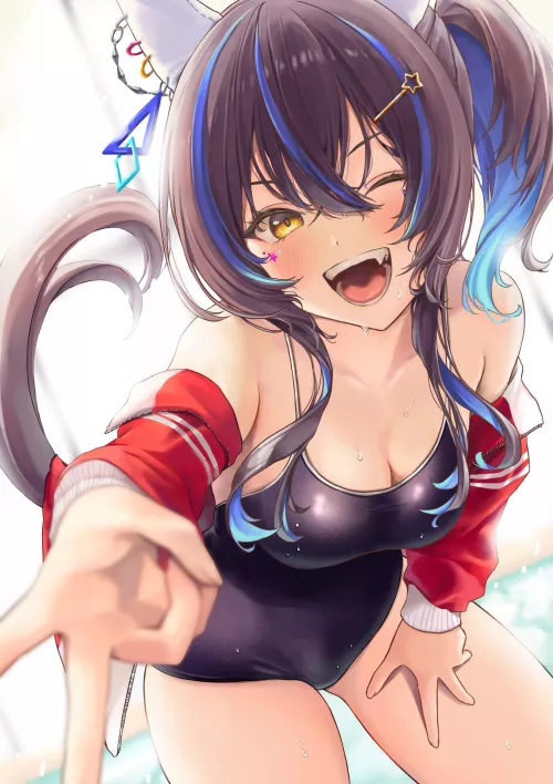 Playful Daitaku Helios at the poolside [Uma Musume] (Fujiko)