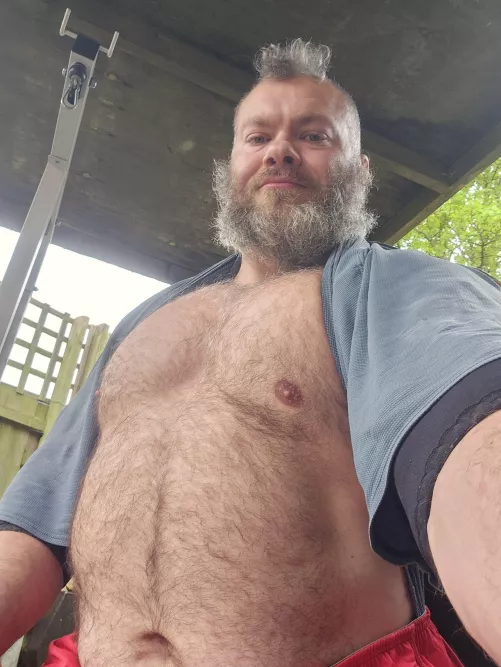 Rub daddy's stomach and chest! 