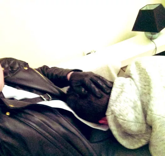 Leather daddy (Me, 40) encouraging him (23)