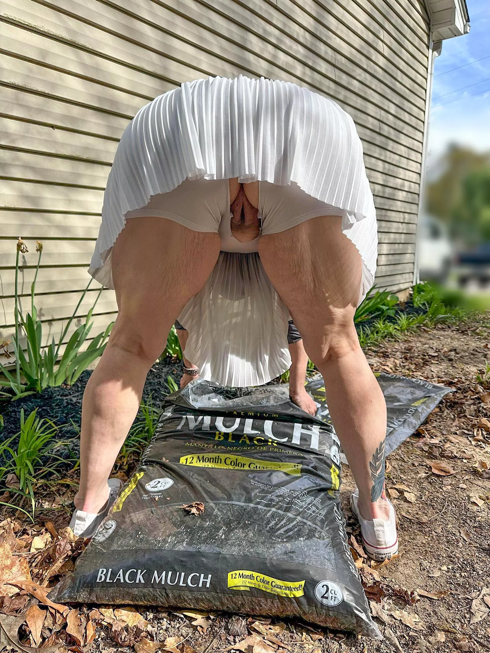 Probably more stretch marks than cellulite, but the neighbor doesn't mind...