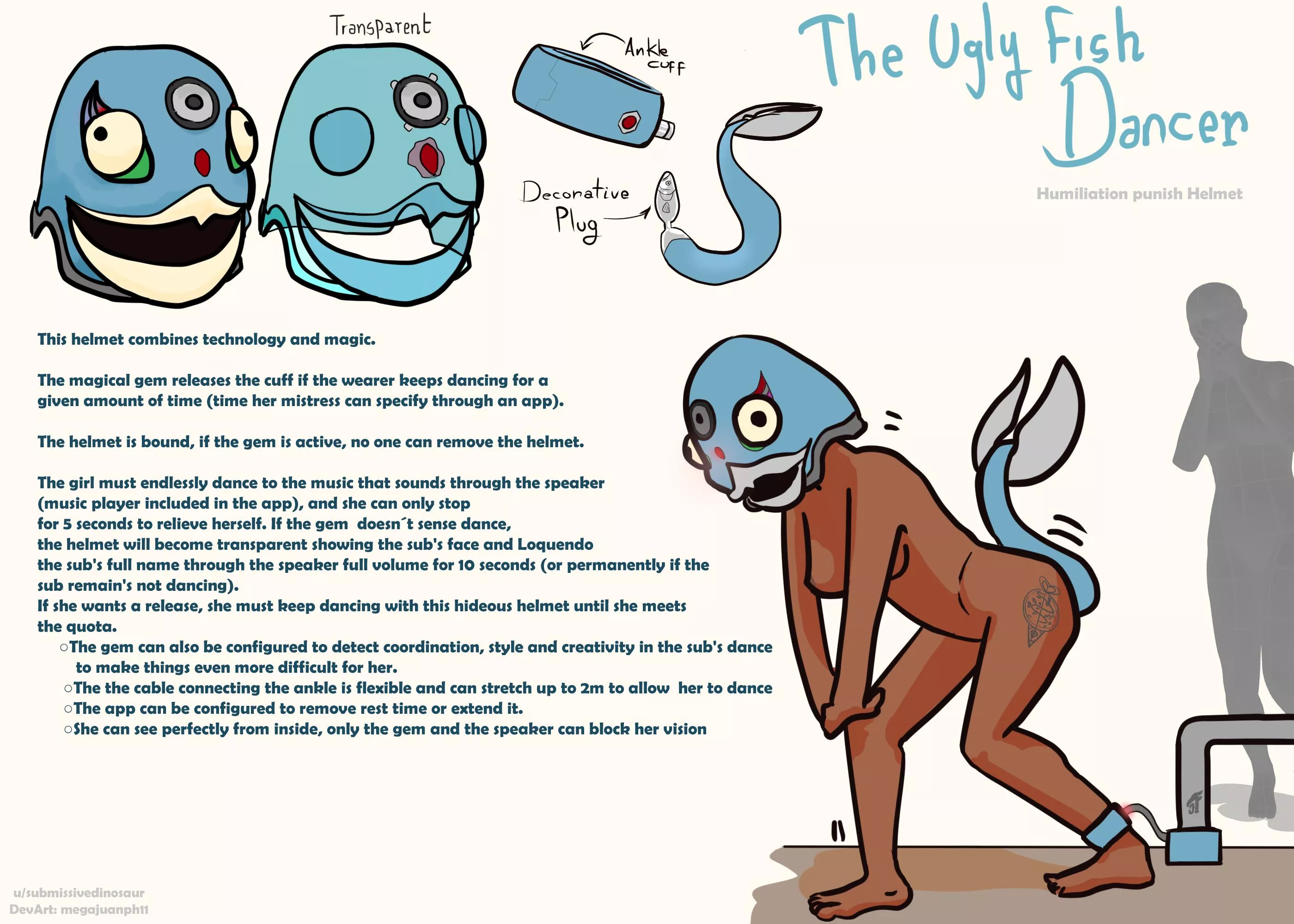 The Ugly Fish Dancer - A humiliation punish helmet