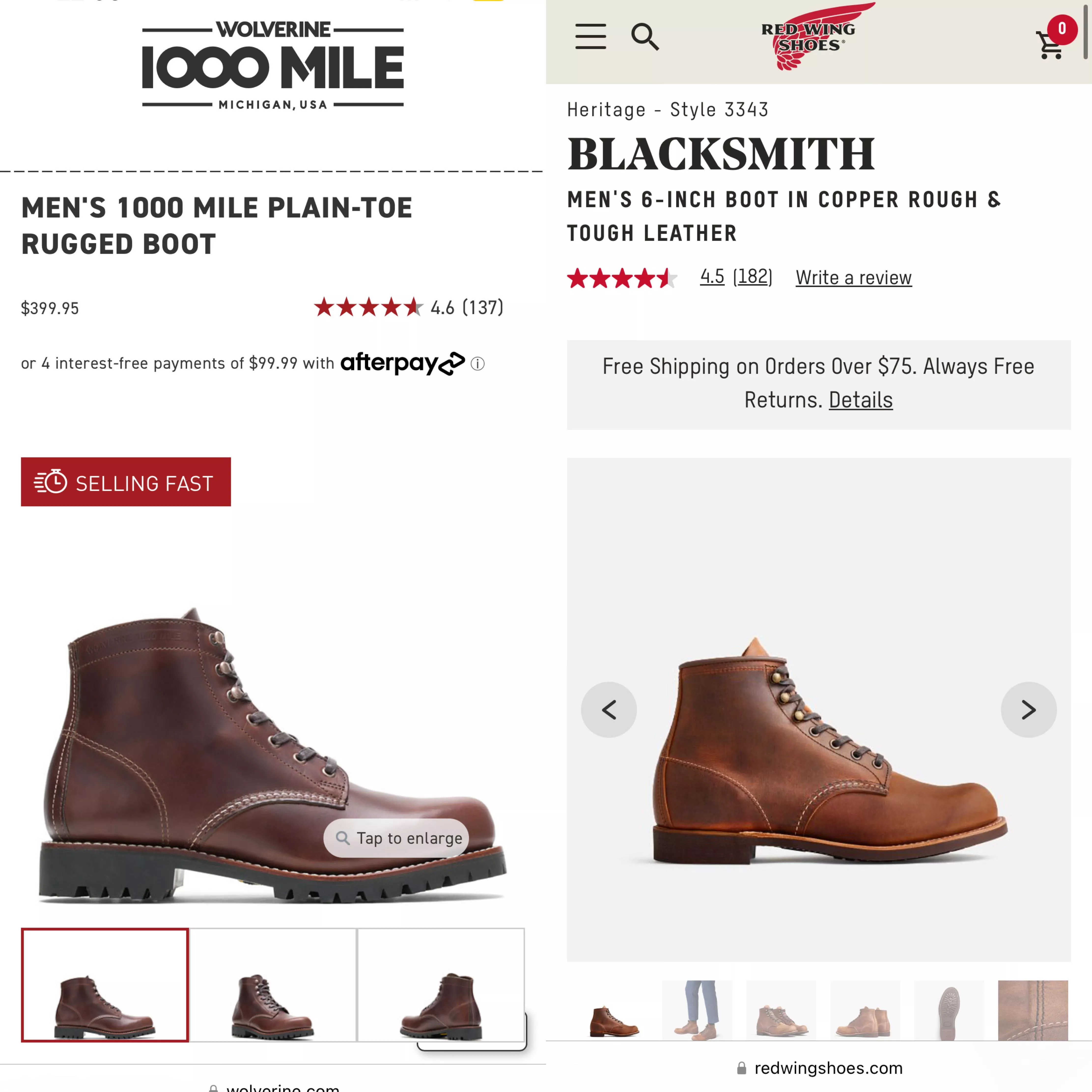 Wolverine 1000 Mile Plain Toe or Red Wing Blacksmith?